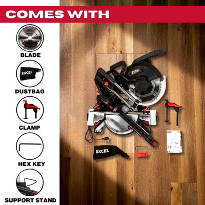 Excel 305mm Sliding Mitre Saw with LED Light & 48T Blade 240V/2000W