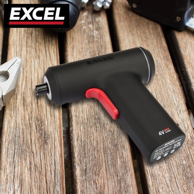 Excel 4V Cordless Screwdriver with 24 Piece Bits Set In Case