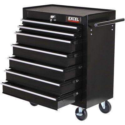 Excel 7 Drawers Tool Chest Storage Cabinet with Wheel - Black