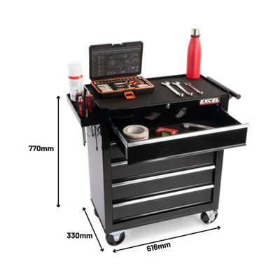 Excel 9 Drawer Top Chest Cabinet & 5 Drawers Tool Chest with Tool Tray Black