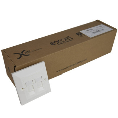 Excel Cat5e Dual RJ45 White Module Bevelled Face Plate Trade (10 Pack)