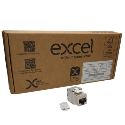 Excel Cat6A FTP Screened/Shielded RJ45 Keystone Jack Toolless Silver ...