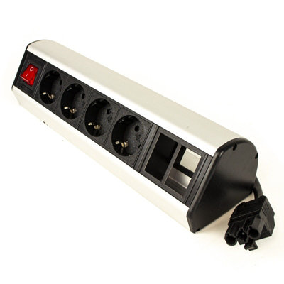 Excel Desktop Power Unit 4 x EU Schuko Sockets & 2 x 6C Module Inserts ...