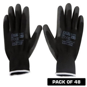 Excel Durable Grip Working Gloves Black Size XL Pack of 48