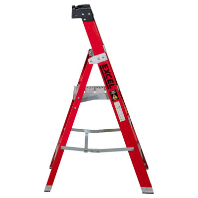 Excel Electricians Fibreglass Platform Step Ladder 3 Tread 1.34m EN131