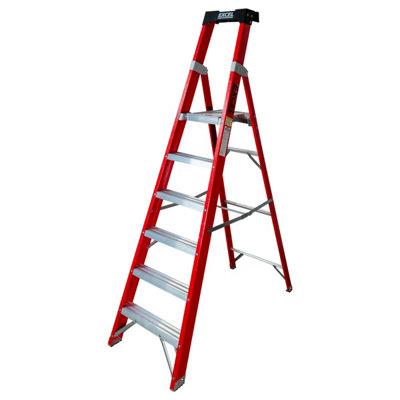 Excel Electricians Fibreglass Platform Step Ladder 6 Tread 2.04m EN131