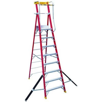 Excel Electricians Fibreglass Podium Step Ladder 8 Tread 3.18m EN131-7 ...