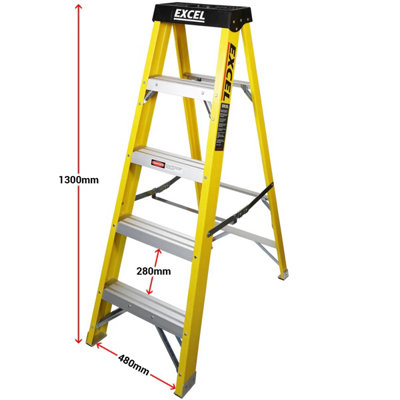 Excel Electricians Fibreglass Step Ladder 4 Tread 1.3m Heavy Duty