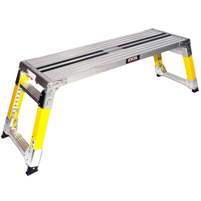 Excel Fibreglass Adjustable Height Hop Up Folding Platform Work Bench - 1200 x 350 mm