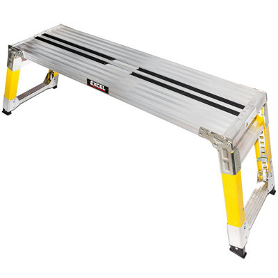 Excel Fibreglass Adjustable Height Hop Up Folding Platform Work Bench - 1200 x 350 mm