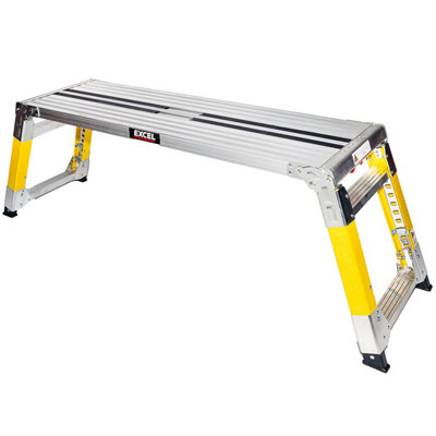Excel Fibreglass Adjustable Height Hop Up Folding Platform Work Bench - 1200 x 350 mm