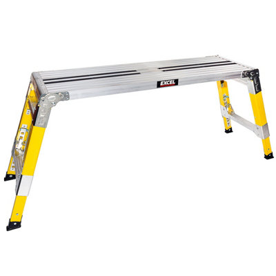 Excel Fibreglass Adjustable Height Hop Up Folding Platform Work Bench - 1200 x 350 mm
