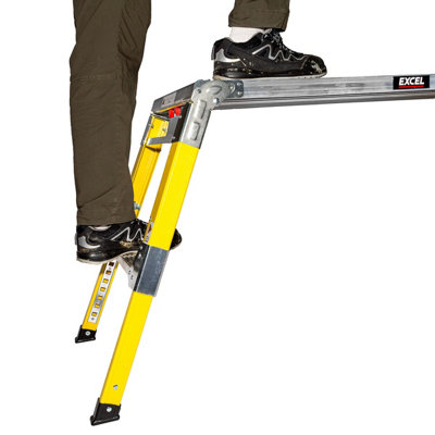 Excel Fibreglass Adjustable Height Hop Up Folding Platform Work Bench - 1200 x 350 mm