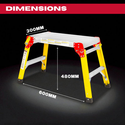 Excel Fibreglass Hop-Up Folding Bench 600 x 300mm, Slip-Resistant ...