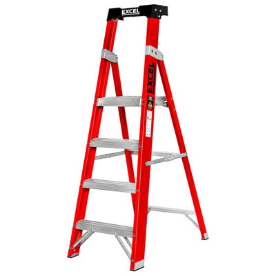 Excel Fibreglass Platform Step Ladder 4 Tread for Electricians 1.57m ...
