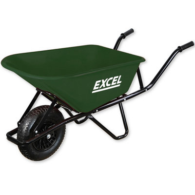 Excel Heavy Duty 100L Green Wheelbarrow HDPE Plastic Tray