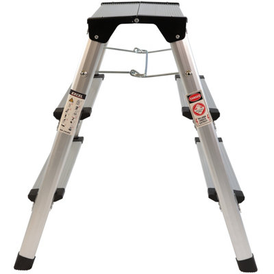 Excel Heavy Duty Fibreglass 5 Tread Ladder with 3 Step Hop Up Ladder