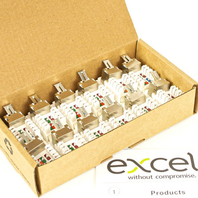 Excel LJ6C CAT6A Ethernet RJ45 SCREENED Module Keystone White (12 Pack)