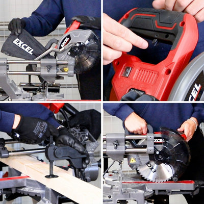 Excel Mitre Saw Large Base 216mm 240V/1500W Laser with Universal