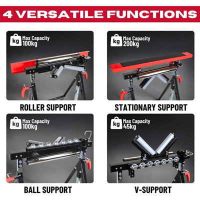 Excel Multi-Function 4 in 1 Workbench Table Trestle Roller Stand Adjustable Height Pack of 2