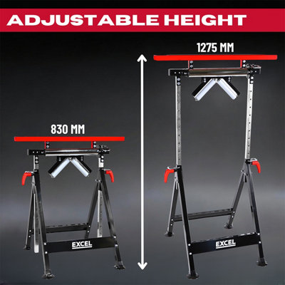 Excel Multi-Function 4 in 1 Workbench Table Trestle Roller Stand Adjustable Height Pack of 2