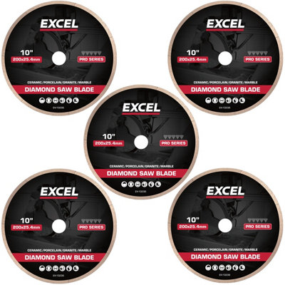 Excel Pro Series 200mm Diamond Blade Pack of 5 Continuous Rim Saw Blade ...