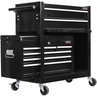 Excel Roller Tool Chest Cabinet 8 Drawers Storage Toolbox Black