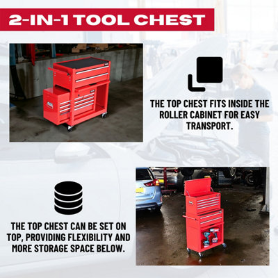 Excel Roller Tool Chest Cabinet 8 Drawers Storage Toolbox Red