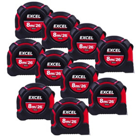 Excel Tape Measure 8m/26ft Pack of 10