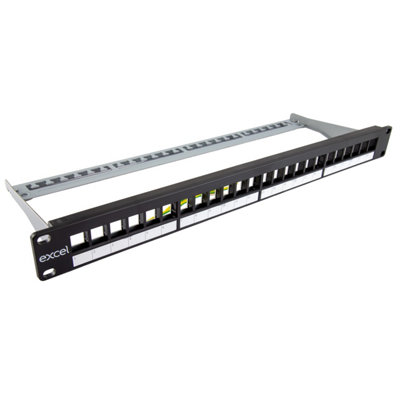 Excel Unloaded 24 Port Keystone Patch Panel Frame 1U 19 inch w Cable ...