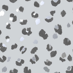 Exclusive Leopard Print Wallpaper Holden Animal Spots Grey Metallic Black White