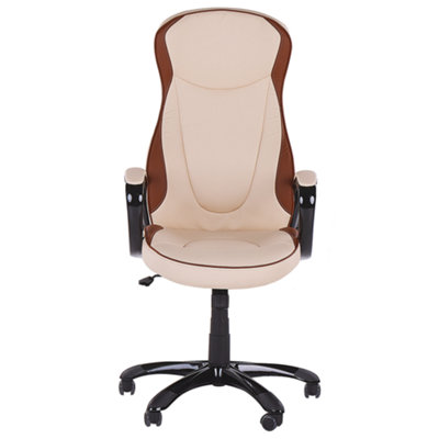Executive Chair Faux Leather Beige FELICITY