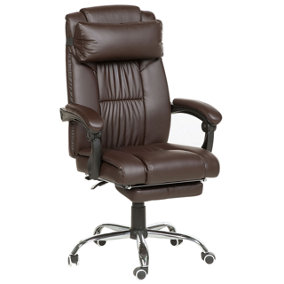 Executive Chair Faux Leather Dark Brown LUXURY