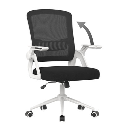 Executive Office Chair with Padded Seat Cushion, Flip-up Armrest and Lumbar Support for Home or Office Use