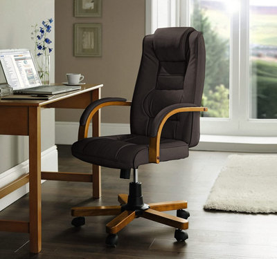 Wood office chair with wheels sale