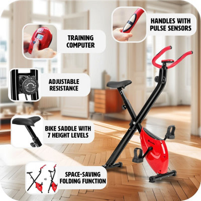 Exercise Bike - foldable, 8 difficulty levels, training computer, heart ...