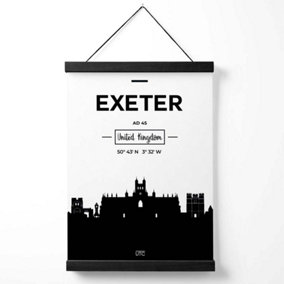 Exeter Black and White City Skyline Medium Poster with Black Hanger