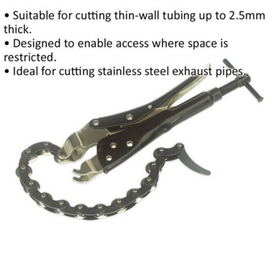 Exhaust Pipe Cutter - 2.5mm Thin Walled Tube Cutter - 75mm Cutting Capacity