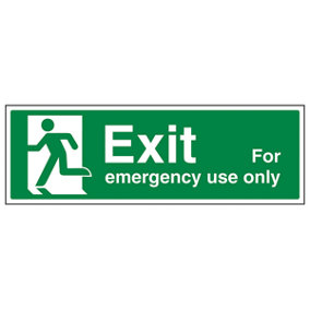 Exit For Emergency Use Man Left Sign - Glow in Dark - 450x150mm (x3)