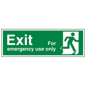 Exit For Emergency Use Man Right Sign - Adhesive Vinyl 300x100mm (x3)