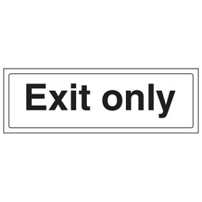 Exit Only General Workplace Door Sign - Rigid Plastic - 300x100mm (x3)