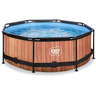 Exit Wood Pool 8Ft X 30In With Filter Pump Brown
