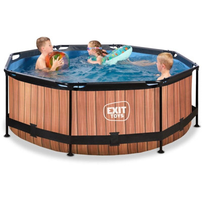 Exit Wood Pool 8Ft X 30In With Filter Pump Brown