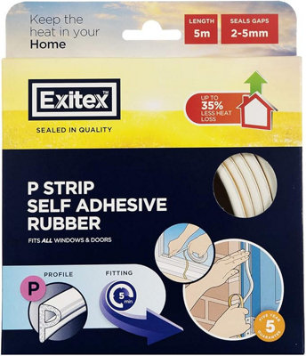 Exitex P Strip Self Adhesive Rubber (5 Metres) - White