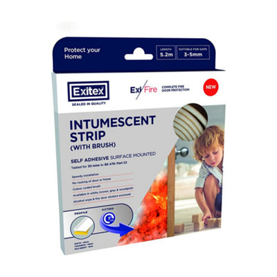 Exitex Self Adhesive Surface Mounted Intumescent Strip with brush, Brown, 5.2m