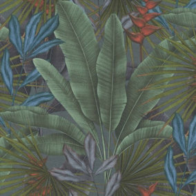 Exotic Jungle Textured Wallpaper Blue AS Creation 39647-1