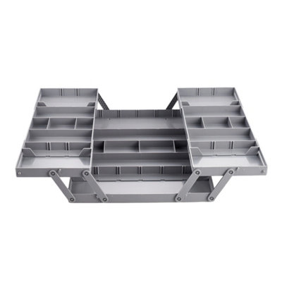 Expandable and Foldable Double-Tier Drawer Organiser Storage Tray with Adjustable Dividers, Grey