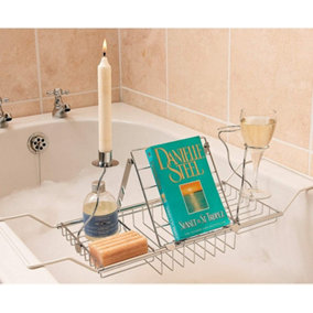 Expandable Chrome Over Bath Rack Organiser - Extends From 62cm up to 90cm