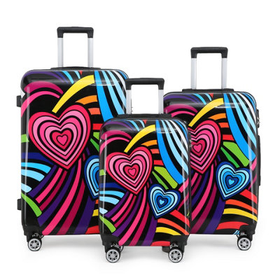 expandable-hard-shell-print-8-wheels-travel-luggage-suitcase-set