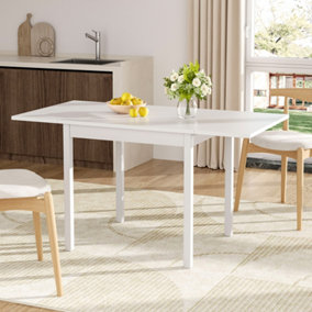 Expandable Indoor Rectangular Wooden Dining Table White